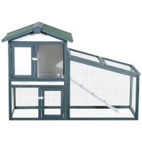 PawHut cusca din lemn pentru iepuri, 140x65x100cm, verde/alb(m-8)