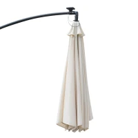 Outsunny Umbrella Parasol W/Solar Powered LED strips, Φ2.95x2.45H m-Cream(m-10)