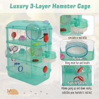 PawHut Cusca pentru Hamster 3 Niveluri, Verde, 40.5x28x55cm(m-5)