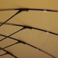 Outsunny 3(m) Cantilever Umbrella 18 Ribs & Vents Adjustable Angle for Patio Khaki(m-9)