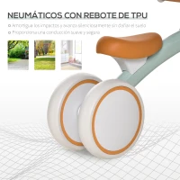 HOMCOM Bicicleta sin Pedales para Niños de 1-3 Años Bicicleta de Equilibrio con 3 Ruedas Silenciosas Correpasillos Triciclo de Bebé 60x24x37 cm Marrón(m-8)