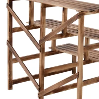 Outsunny 3 Tier Flower Stand Wood Planter Ladder Display Shelf Rack for Garden Outdoor Backyard 100Lx80Wx80H(cm)(m-9)