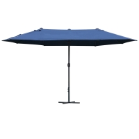 Outsunny 4.6M Double-sided Sun Umbrella Dark Blue