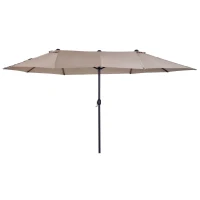 Outsunny 4.6m Double-Sided Patio Parasol Sun Umbrella-Tan(m-1)