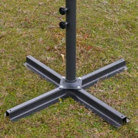 Outsunny 4.6M Sun Umbrella Canopy Double-sided Crank Sun Shade w/ Cross Base Khaki(m-13)