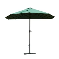Outsunny 4.6M Sun Umbrella Canopy Double-sided Crank Sun Shade w/ Cross Base Dark Green(m-13)