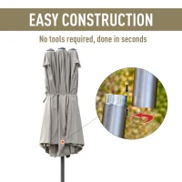 Outsunny 4.6M Sun Umbrella Canopy Double-sided Crank Sun Shade w/ Cross Base Khaki(m-6)