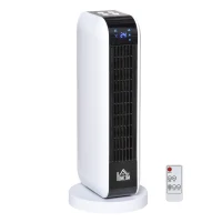 HOMCOM Chauffage soufflant oscillant 2000 W - mini radiateur céramique PTC - 3 modes - télécommande incluse - chauffage d'appoint blanc noir(m-1)