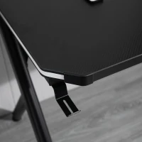 HOMCOM RGB Gaming Desk Computer Table Metal Frame with LED Light, Cup Holder, Headphone Hook, Cable Hole, Black(m-9)