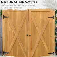 Outsunny Garden Shed Wooden Garden Storage Shed Fir Tool Cabinet Organiser with Shelves Double Door, 110L x 55W x117Hcm, Natural(m-6)