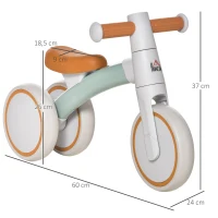 HOMCOM Bicicleta sin Pedales para Niños de 1-3 Años Bicicleta de Equilibrio con 3 Ruedas Silenciosas Correpasillos Triciclo de Bebé 60x24x37 cm Marrón(m-3)