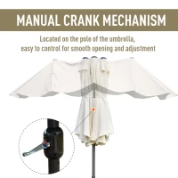 Outsunny 4.6M Sun Umbrella Canopy Double-sided Crank Sun Shade w/ Cross Base Off White(m-5)