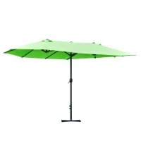 Outsunny 4.6M Sun Umbrella Canopy Double-sided Crank Sun Shade w/ Cross Base Green(m-13)