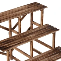 Outsunny 3 Tier Flower Stand Wood Planter Ladder Display Shelf Rack for Garden Outdoor Backyard 100Lx80Wx80H(cm)(m-11)