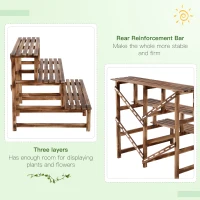 Outsunny 3 Tier Flower Stand Wood Planter Ladder Display Shelf Rack for Garden Outdoor Backyard 100Lx80Wx80H(cm)(m-6)