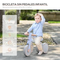 HOMCOM Bicicleta sin Pedales para Niños de 1-3 Años Bicicleta de Equilibrio con 3 Ruedas Silenciosas Correpasillos Triciclo de Bebé 60x24x37 cm Azul(m-4)