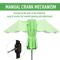 Outsunny 4.6M Sun Umbrella Canopy Double-sided Crank Sun Shade w/ Cross Base Green(m-5)