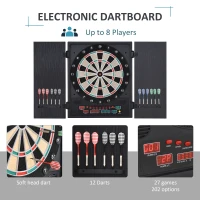 Elektroniczny zestaw do darta Tablica do darta Tarcza do darta z 12 rzutkami czarny + biały 8 graczy(m-4)