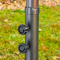 Outsunny 4.6M Sun Umbrella Canopy Double-sided Crank Sun Shade w/ Cross Base Khaki(m-12)