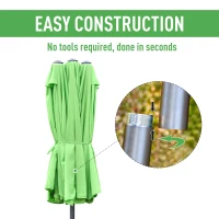 Outsunny 4.6M Sun Umbrella Canopy Double-sided Crank Sun Shade w/ Cross Base Green(m-6)