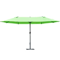 Outsunny 4.6M Sun Umbrella Canopy Double-sided Crank Sun Shade w/ Cross Base Green(m-1)