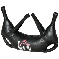 HOMCOM Worek Bułgarski, 25 kg, z wieloma uchwytami, wzmocnione szwy, 72 x 50 x 18 cm, Czarny(m-9)