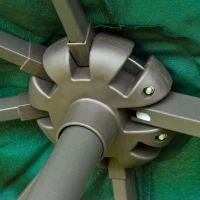 Outsunny 4.6M Sun Umbrella Canopy Double-sided Crank Sun Shade w/ Cross Base Dark Green(m-10)