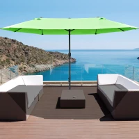 Outsunny 4.6M Sun Umbrella Canopy Double-sided Crank Sun Shade w/ Cross Base Green(m-2)
