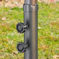 Outsunny 4.6M Sun Umbrella Canopy Double-sided Crank Sun Shade w/ Cross Base Off White(m-9)