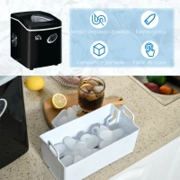 HOMCOM Macchina per Ghiaccio 9 Cubetti in 8-9 Minuti con 3 Dimensioni Regolabili, Nero(m-4)
