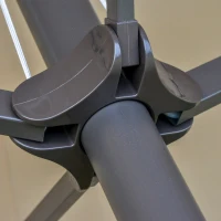 Outsunny 4.6M Sun Umbrella Canopy Double-sided Crank Sun Shade w/ Cross Base Khaki(m-8)