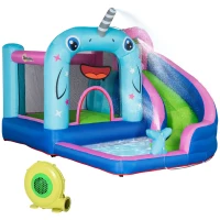 Outsunny Castel gonflabil pentru copii 3-8 ani, 5 in 1, 3.3x2.8x2 m(m-1)