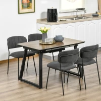 HOMCOM Masa de sufragerie extensibila Blat dreptunghiular cu efect de lemn pentru 4-6 persoane cu cadru metalic si frunze ascunse pentru bucatarie, sufragerie, living(m-2)