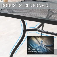 Outsunny Masa mare pentru terasa pentru 6 persoane, 150 cm cu cadru metalic, neagra(m-5)