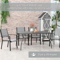 Outsunny Masa mare pentru terasa pentru 6 persoane, 150 cm cu cadru metalic, neagra(m-4)