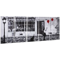 HOMCOM 5 Buc Arta de Perete PE Panza, Poze de perete pentru decor dormitor sufragerie, 80 x 40 cm x 4(m-1)