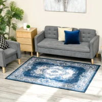 HOMCOM Covor Albastru Persan, Covoare Moderne Covor Mare pentru Living, Dormitor, Sufragerie, 140x200 cm(m-2)