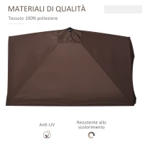 Umbrela de soare Semicirculara Outsunny pentru Terasa si Gradina, Umbrela de soare Semiluna pentru Perete cu Manivela, 230x130x249cm, Culoare Cafea(m-6)