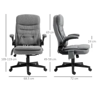 Fotoliu Relax cu Masaj Vinsetto cu Interfata USB si Inaltime Reglabila, 68,5x72x109-119cm, Gri(m-3)