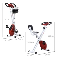 Bicicletă Pliabilă Soozier cu 5 Pozitii Reglabile si 8 Nivele de Rezistenta Magnetica, Structura in X, 43x97x109cm, Roşu(m-3)