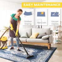 HOMCOM Covor Albastru Persan, Covoare Moderne Covor Mare pentru Living, Dormitor, Sufragerie, 140x200 cm(m-7)