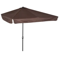 Umbrela de soare Semicirculara Outsunny pentru Terasa si Gradina, Umbrela de soare Semiluna pentru Perete cu Manivela, 230x130x249cm, Culoare Cafea(m-11)