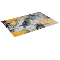 HOMCOM Covor Modern, Zona de redare abstracta Covor Galben Mare pentru Sufragerie, Dormitor, Sufragerie, 140x200 cm(m-1)