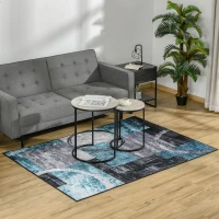 HOMCOM Covor Geometric Albastru, Covoare Moderne Covor Mare pentru Living, Dormitor, Sufragerie, 140x200 cm(m-10)