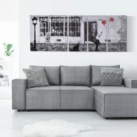 HOMCOM 5 Buc Arta de Perete PE Panza, Poze de perete pentru decor dormitor sufragerie, 80 x 40 cm x 4(m-2)