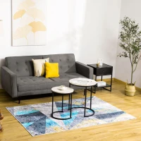 HOMCOM Covor modern albastru gri, covoare geometrice covor mare pentru sufragerie, dormitor, sufragerie, 140x200 cm(m-2)