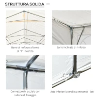 Outsunny Cort cu Pereti Detasabili si Intrare cu Fermoar, din Otel si PE, 1200x600x320cm, Alb(m-7)