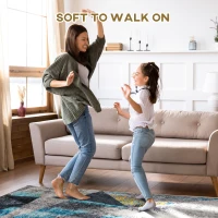 HOMCOM Covor modern albastru gri, covoare geometrice covor mare pentru sufragerie, dormitor, sufragerie, 140x200 cm(m-4)