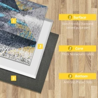 HOMCOM Covor modern albastru gri, covoare geometrice covor mare pentru sufragerie, dormitor, sufragerie, 140x200 cm(m-5)