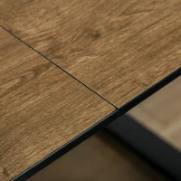 HOMCOM Masa de sufragerie extensibila Blat dreptunghiular cu efect de lemn pentru 4-6 persoane cu cadru metalic si frunze ascunse pentru bucatarie, sufragerie, living(m-6)